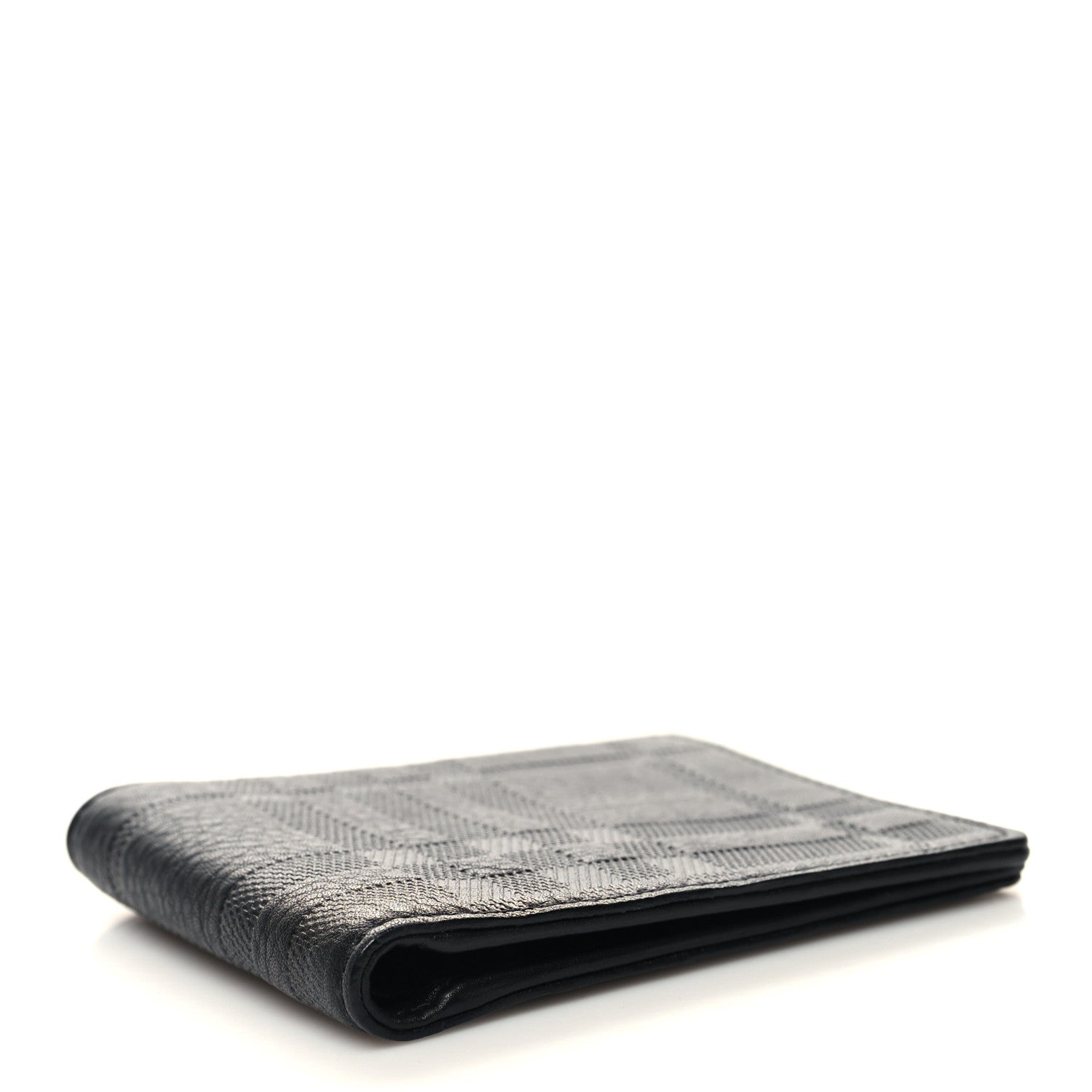 Burberry Signature Grain Calfskin Check Bi-Fold Wallet Black 4 of 8