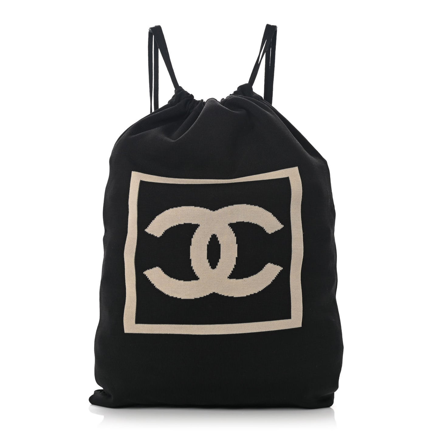 Cotton CC Drawstring Sport Line Backpack Black