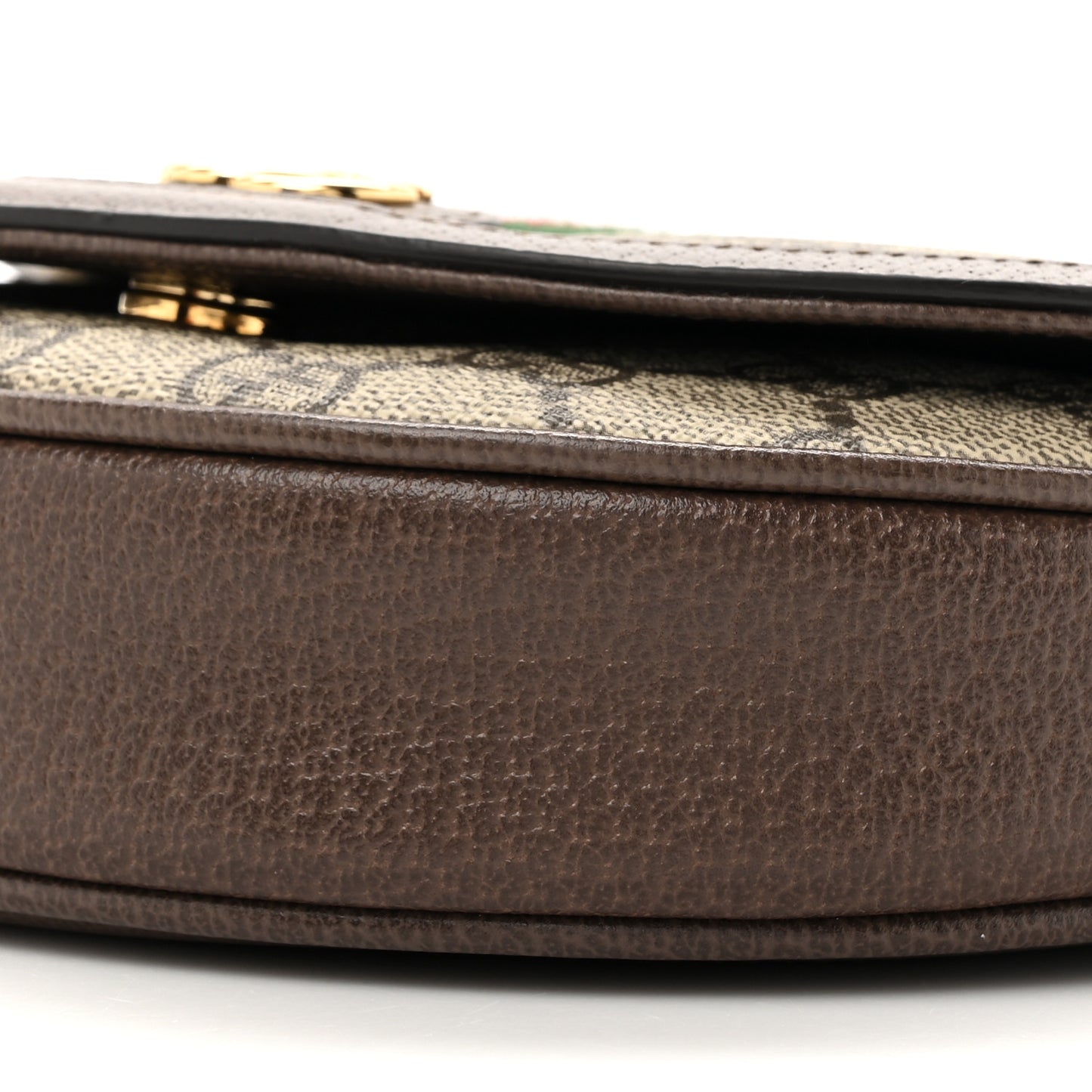 GG Supreme Monogram Textured Dollar Calfskin Web Mini Ophidia Flap Shoulder Bag Beige Ebony New Acero