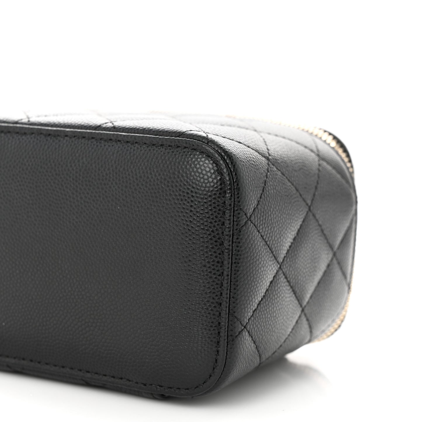 Caviar Quilted Small Vanity Case With Chain Black