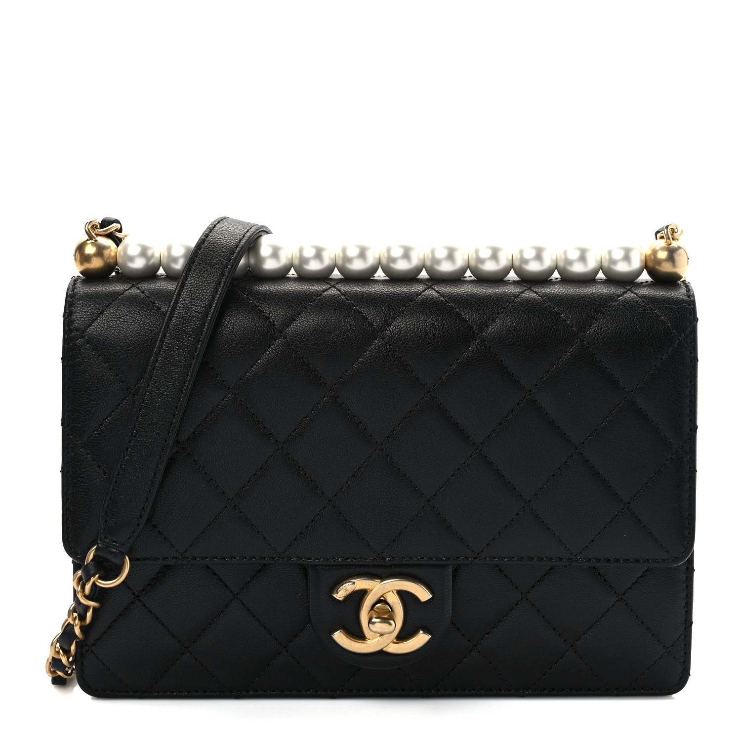 Chanel Goatskin Quilted Small Chic Pearls Flap Black 1 of 10