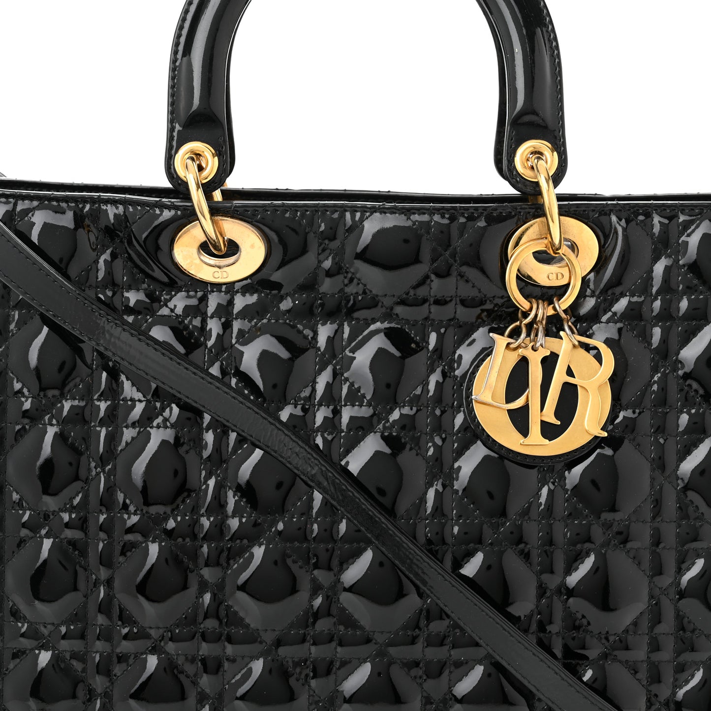 Patent Cannage Large Lady Dior Black