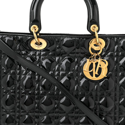 Christian Dior Patent Cannage Large Lady Dior Black 7 of 11