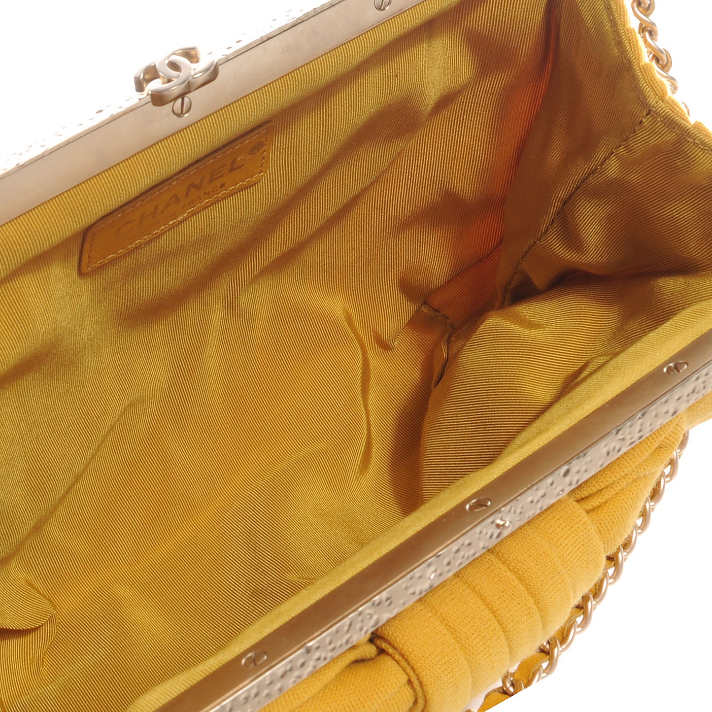 Pleated Jersey Bow Clutch Yellow