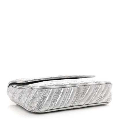 Balenciaga Metallic Arena Calfskin Logo Matelasse BB Chain Wallet Argent 7 of 13