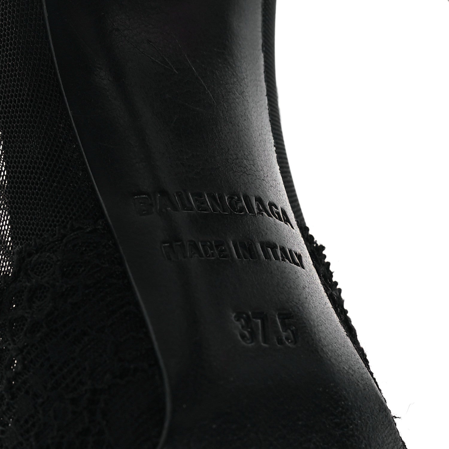 Balenciaga Lace Mesh Lingerie Square Bow Knife 80mm Pumps 37.5 Black 7 of 9