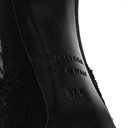 Balenciaga Lace Mesh Lingerie Square Bow Knife 80mm Pumps 37.5 Black 7 of 9