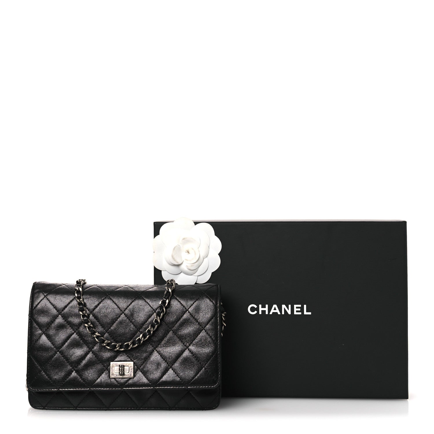 Chanel Aged Calfskin Quilted Reissue Wallet On Chain WOC Black 13 of 13