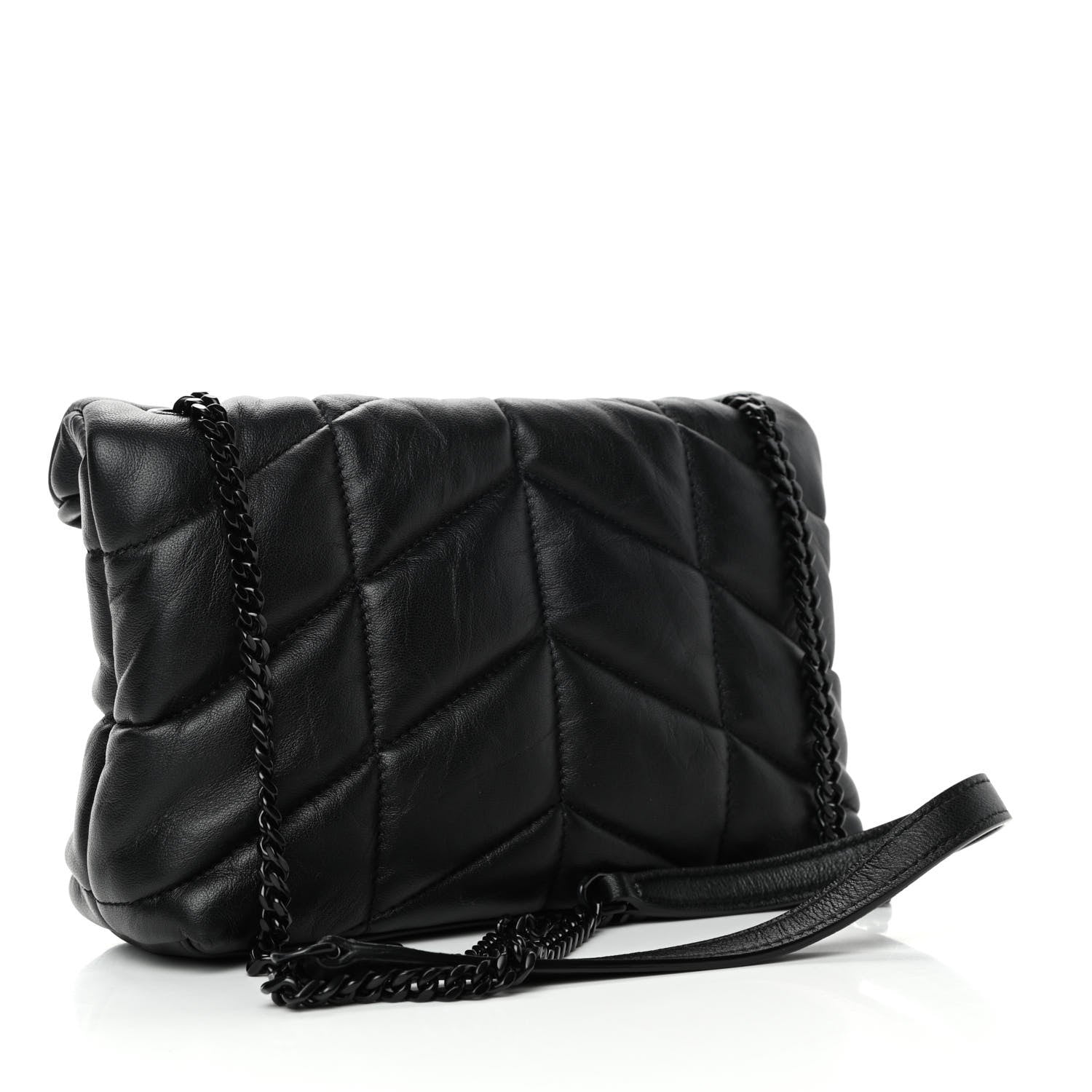 Saint Laurent Calfskin Quilted Toy Loulou Puffer Monogram Monochrome Chain Satchel Black 2 of 4