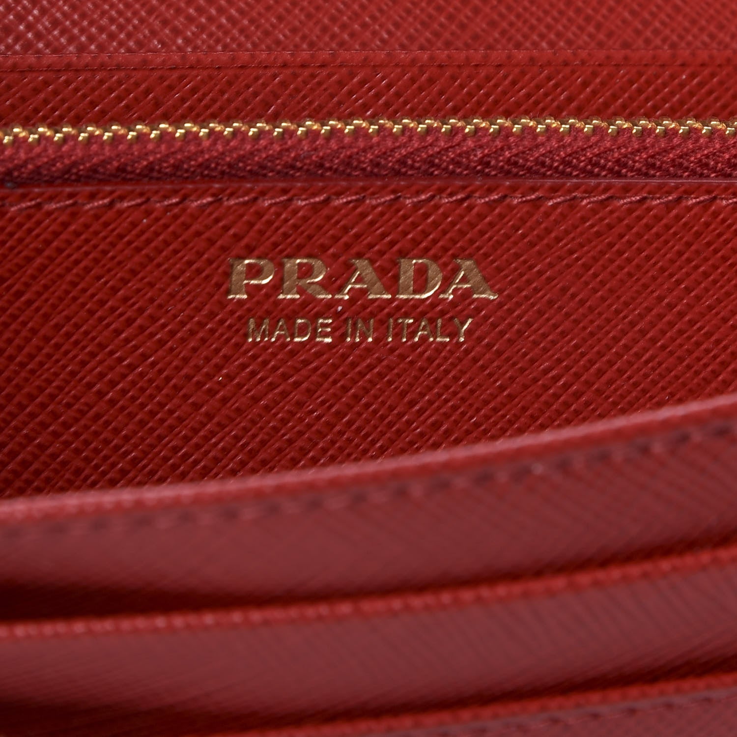 Prada Saffiano Metal Oro Chain Wallet Fuoco 7 of 9