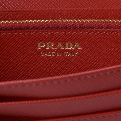 Prada Saffiano Metal Oro Chain Wallet Fuoco 7 of 9