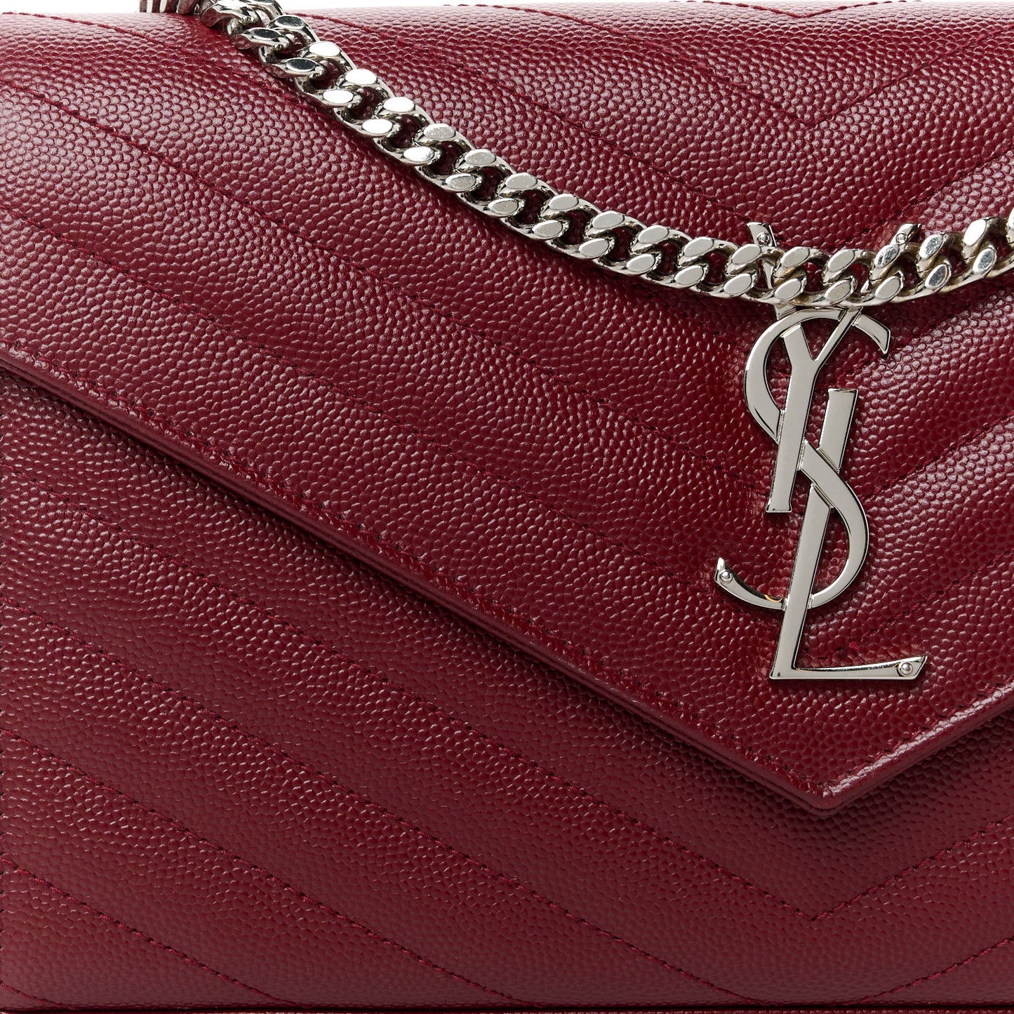 Grain De Poudre Matelasse Chevron Monogram Chain Wallet Palissandre