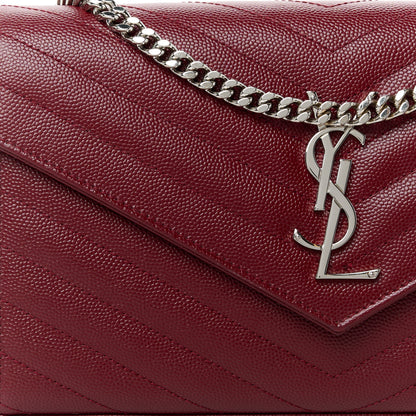 Saint Laurent Grain De Poudre Matelasse Chevron Monogram Chain Wallet Palissandre 8 of 11