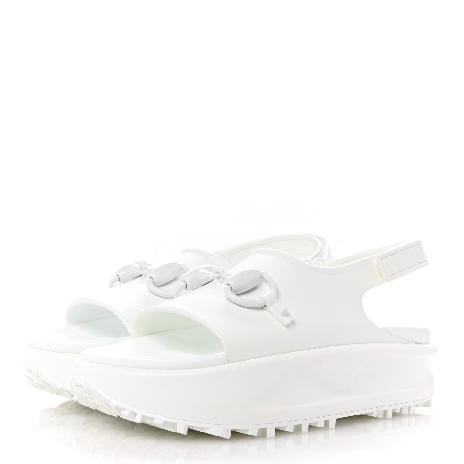 Gucci Soft Rubber Horsebit Touch Womens Strapped Sandals 41 Great White 4 of 9