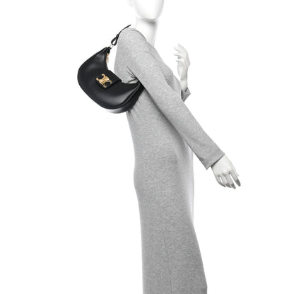 Celine Smooth Calfskin Medium Strap Ava Triomphe Shoulder Bag Black 2 of 10