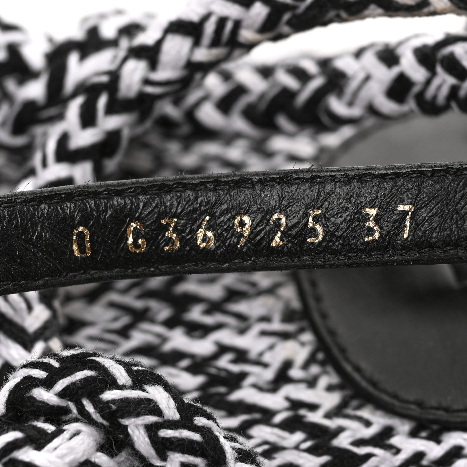 Chanel Cord Lambskin Quilted Logo Sandals 37 Black White 8 of 8