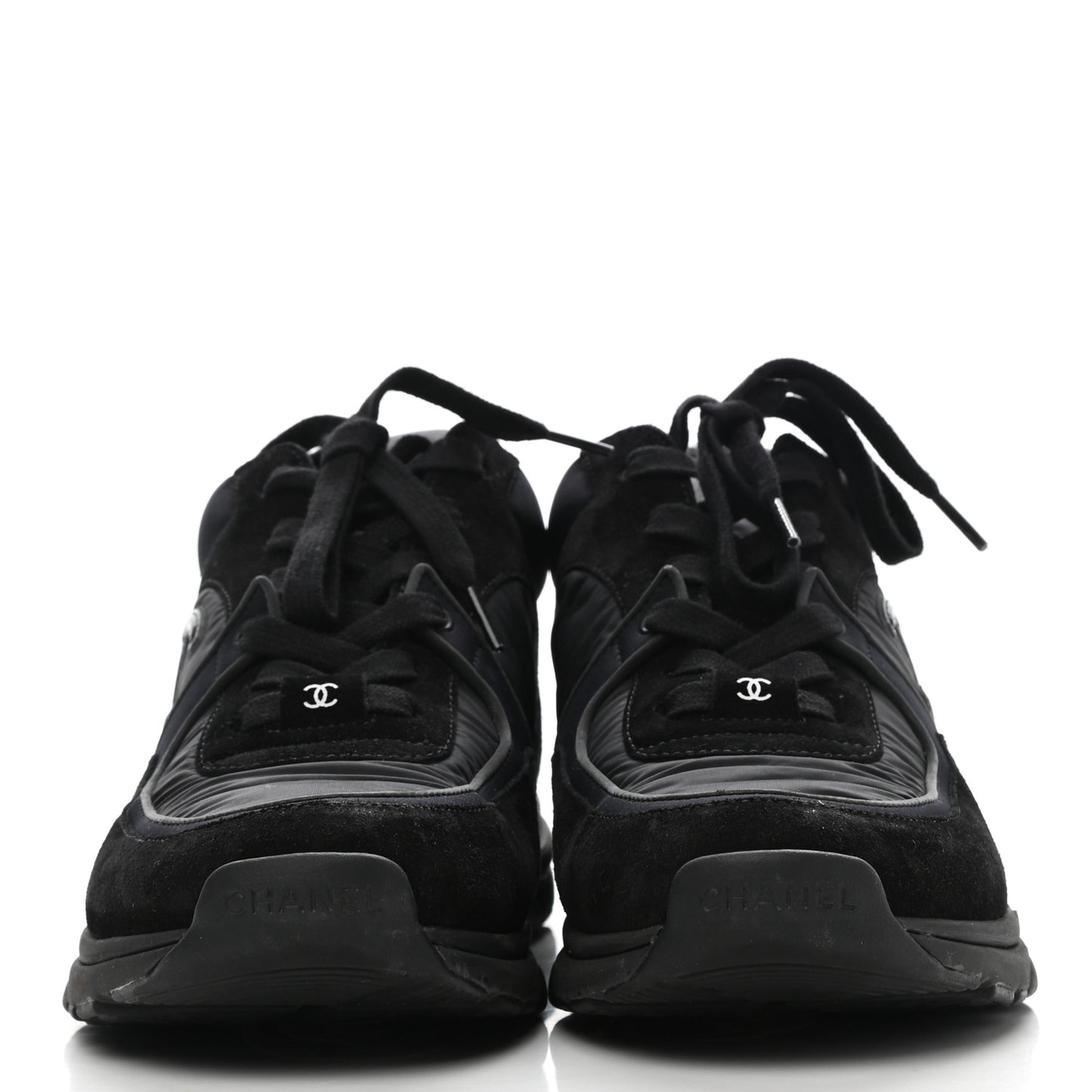Nylon Calfskin Suede CC Sneakers 40 Black