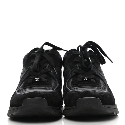 Chanel Nylon Calfskin Suede CC Sneakers 40 Black 2 of 8
