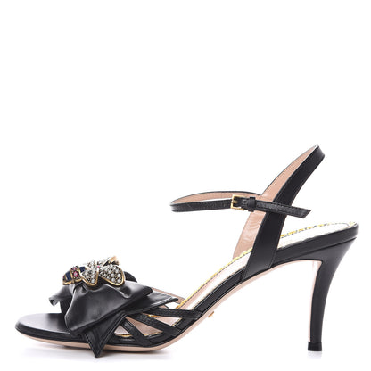 Gucci Nappa Queen Margaret Mid Heel Sandals 37 Black 1 of 7