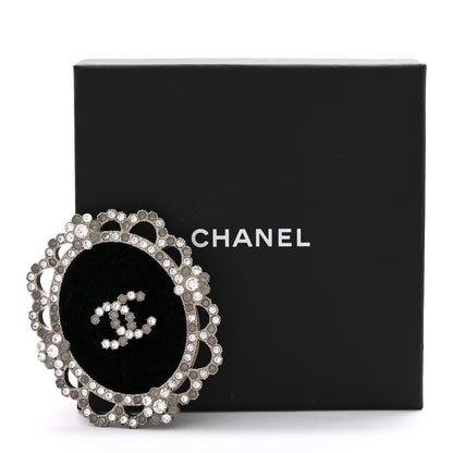 Chanel Crystal CC Velvet Brooch Black 4 of 4