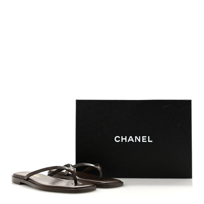 Chanel Goatskin CC Times Square Thong Sandals 36.5 Brown 10 of 10