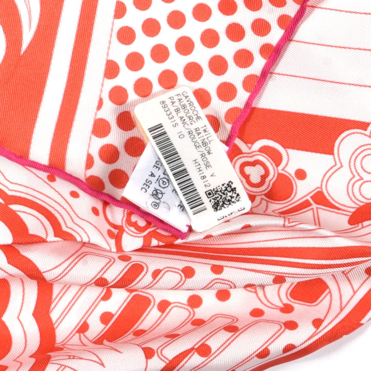 Silk Twill Faubourg Rainbow Square 45 White Rouge Rose Vif