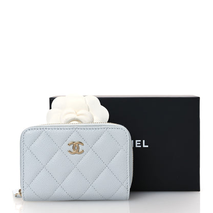 Chanel Caviar Quilted Zip Coin Purse Light Blue 8 of 8