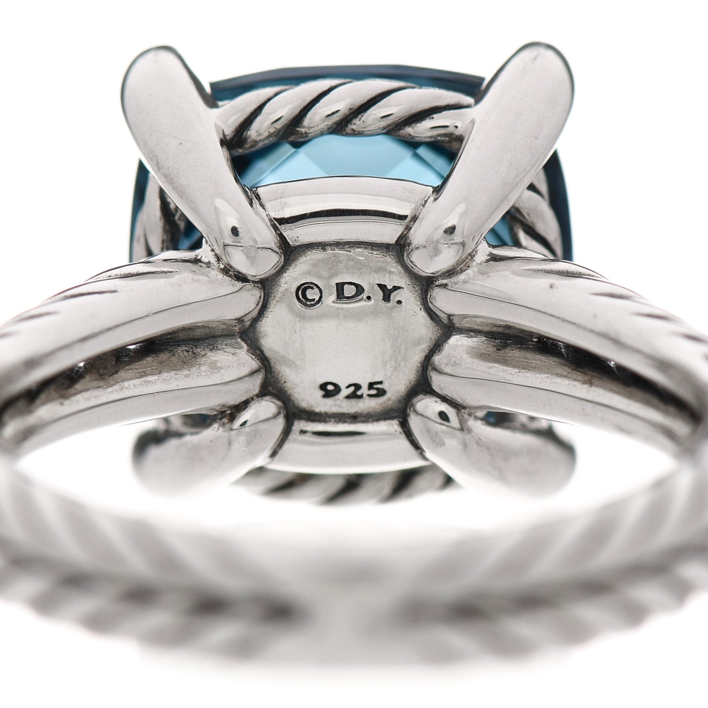 Sterling Silver Diamond Hampton Blue Topaz 11mm Chatelaine Ring 52 6