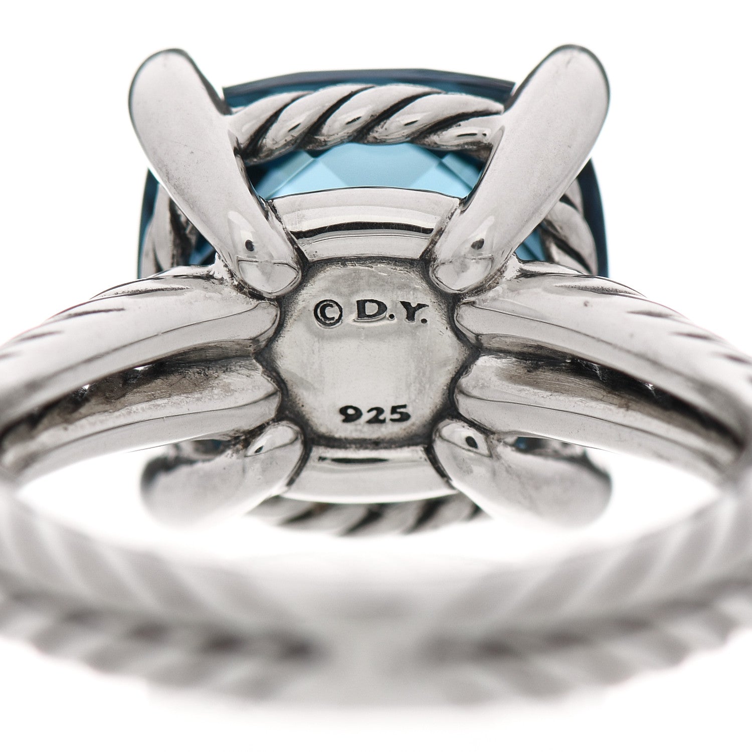 David Yurman Sterling Silver Diamond Hampton Blue Topaz 11mm Chatelaine Ring 52 6 4 of 6