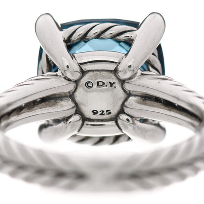 David Yurman Sterling Silver Diamond Hampton Blue Topaz 11mm Chatelaine Ring 52 6 4 of 6