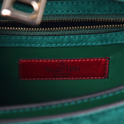 Valentino Garavani Suede Chain Flap Bag Emerald 6 of 7