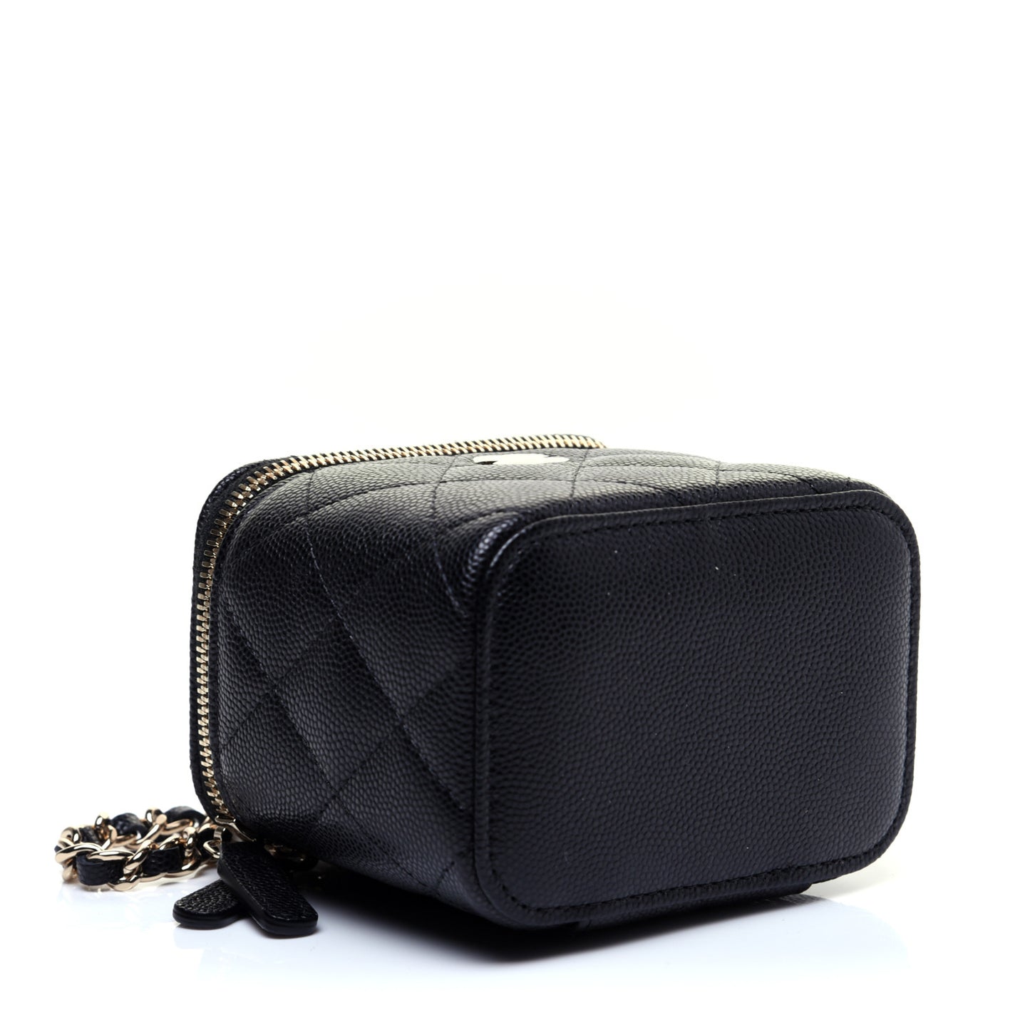 Caviar Quilted Mini Vanity Case With Chain Black