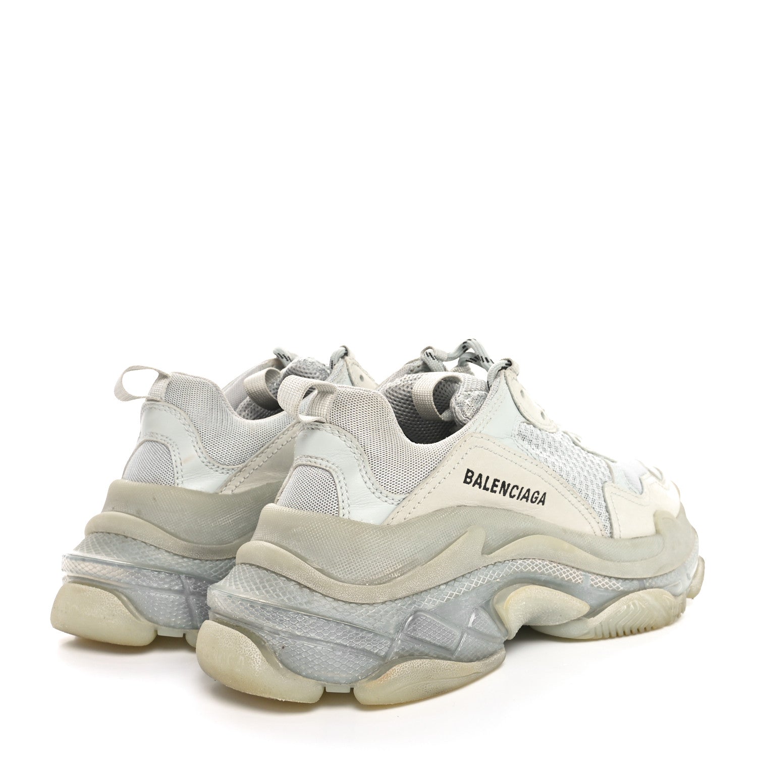 Balenciaga Fabric Mesh Clear Sole Womens Triple S Sneakers 39 Pearl Grey 5 of 10