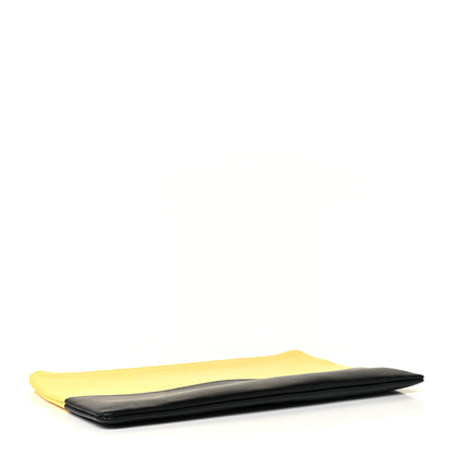 Celine Lambskin Bi-Color Solo Clutch Pouch Sun Yellow Black 4 of 8