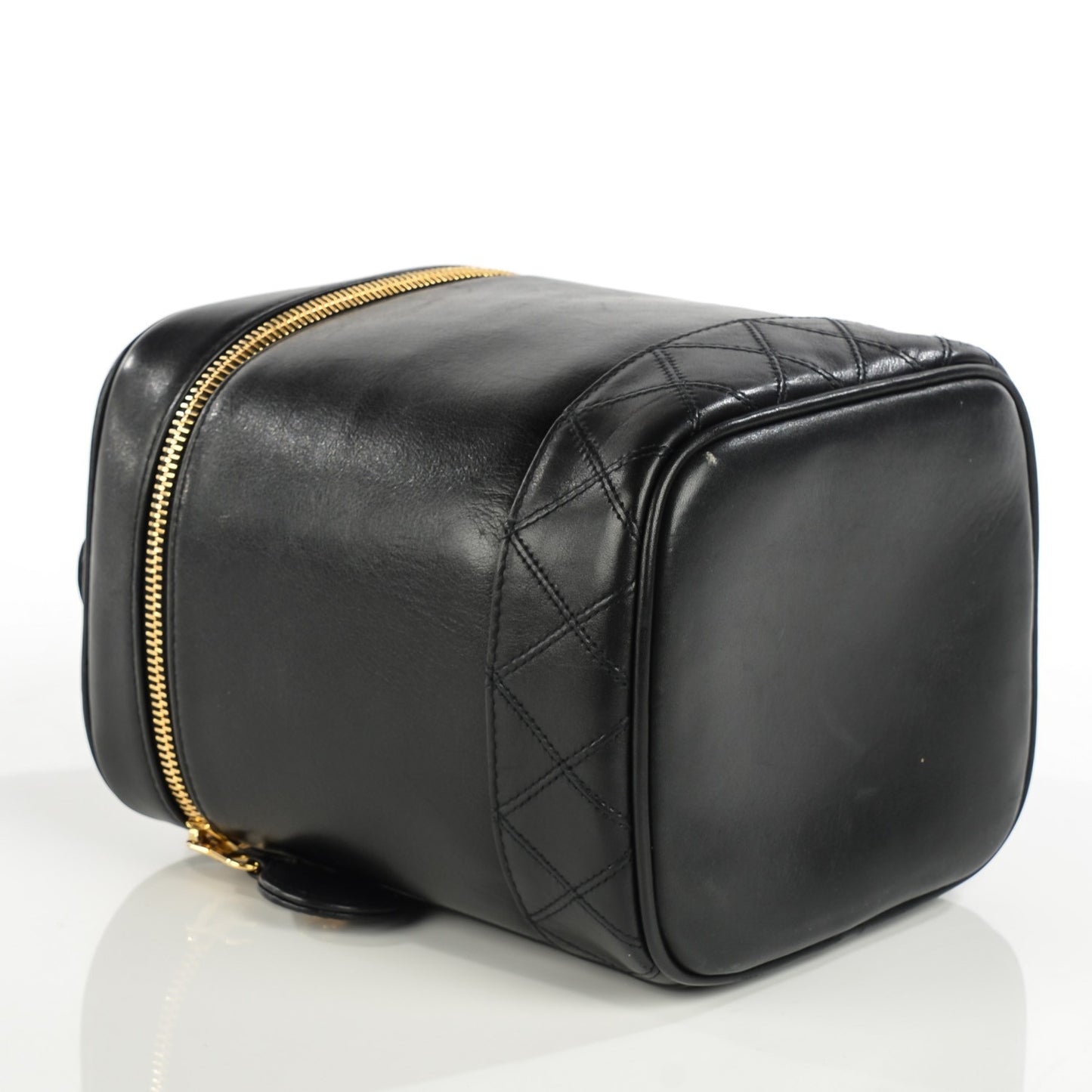Lambskin Vanity Cosmetic Case Black