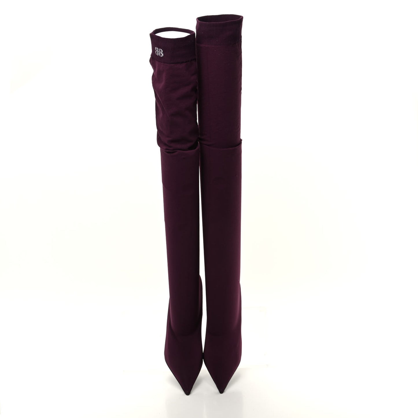 Spandex Pointed Toe Knife Thigh High Boots 38 Burgundy