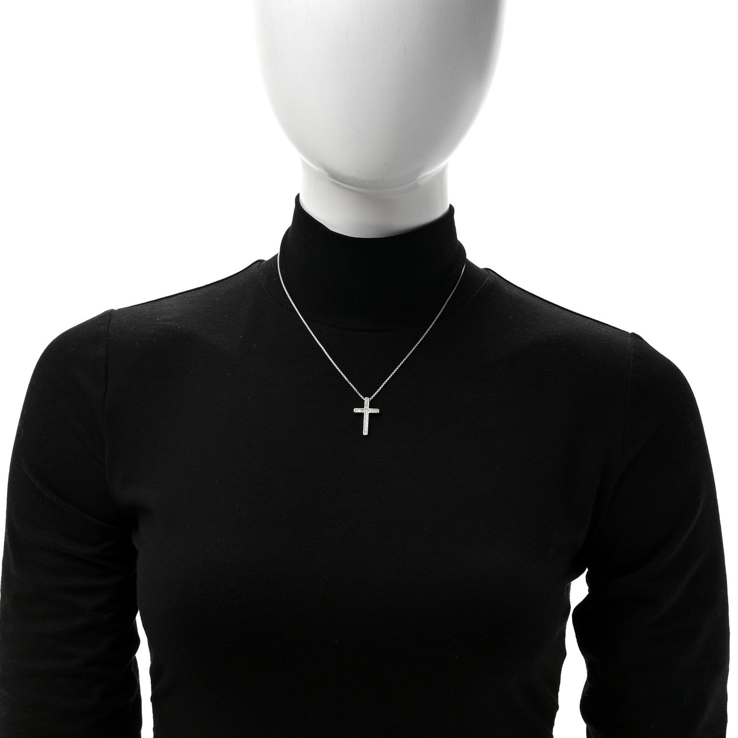 Sterling Silver Diamond 15mm Pave Cable Cross Pendant Necklace