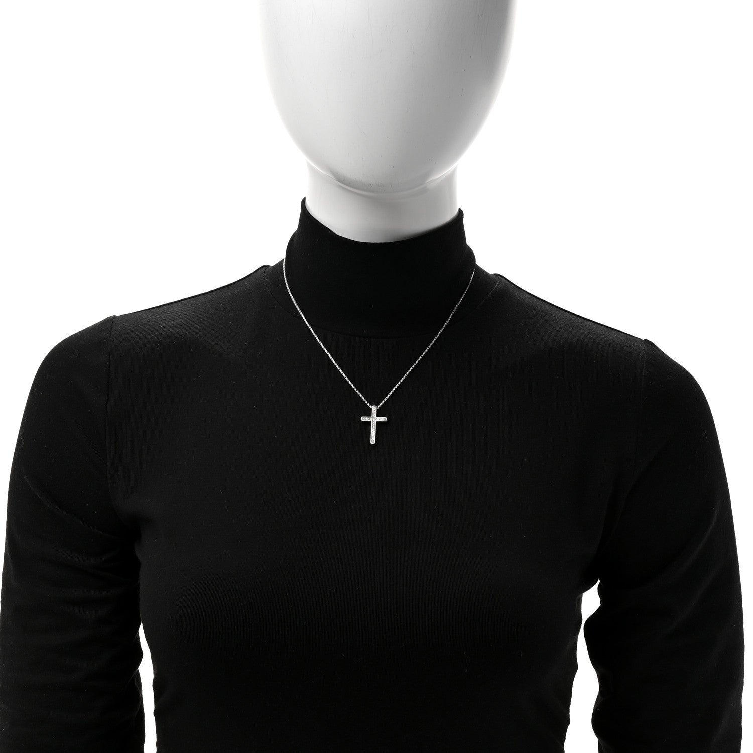 David Yurman Sterling Silver Diamond 15mm Pave Cable Cross Pendant Necklace 2 of 5