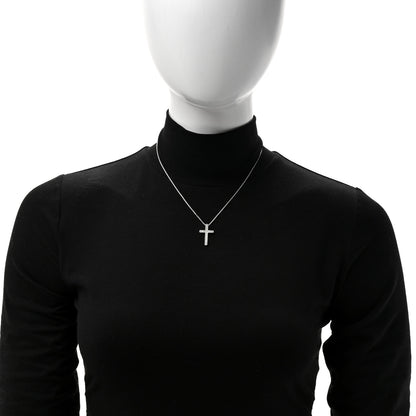 David Yurman Sterling Silver Diamond 15mm Pave Cable Cross Pendant Necklace 2 of 5