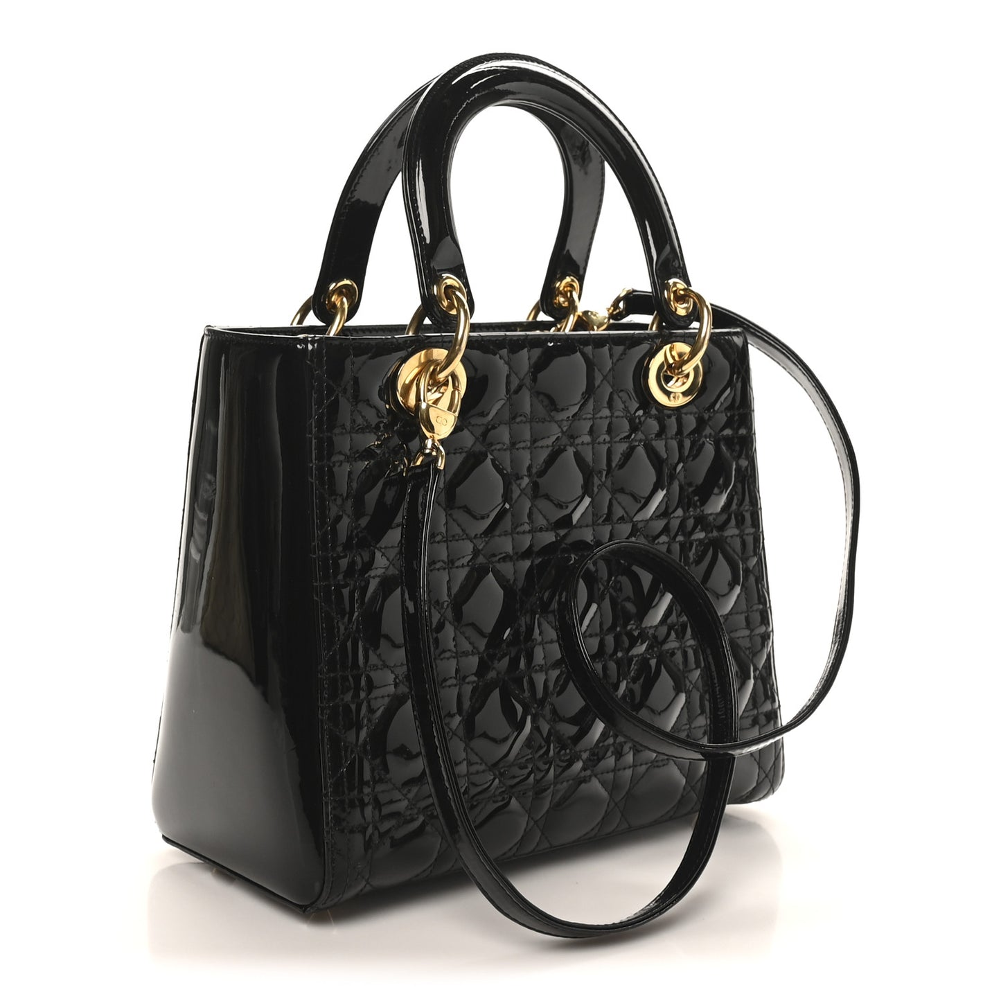 Patent Cannage Medium Lady Dior Black