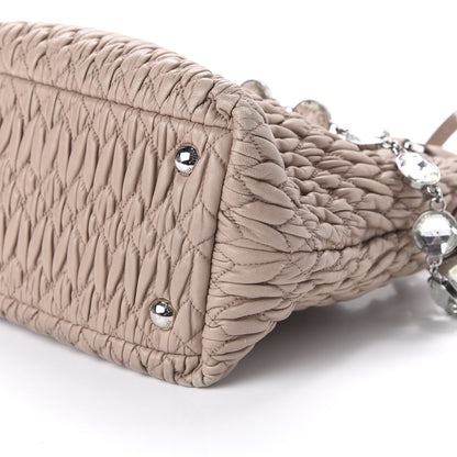 Miu Miu Nappa Matelasse Crystal Top Handle Tote Cammeo 7 of 9