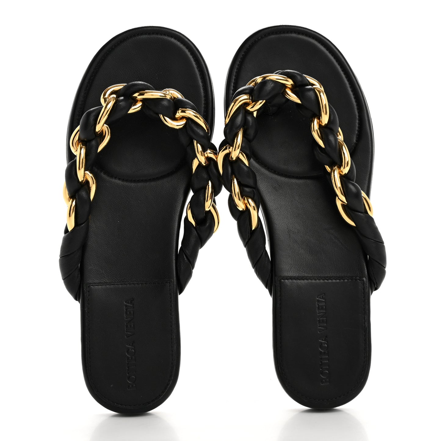 Nappa Chain Dot Flat Sandals 37 Black