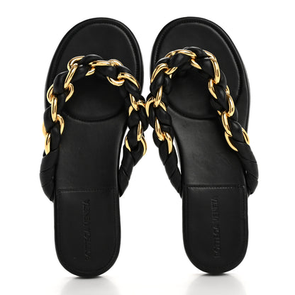 Bottega Veneta Nappa Chain Dot Flat Sandals 37 Black 2 of 10