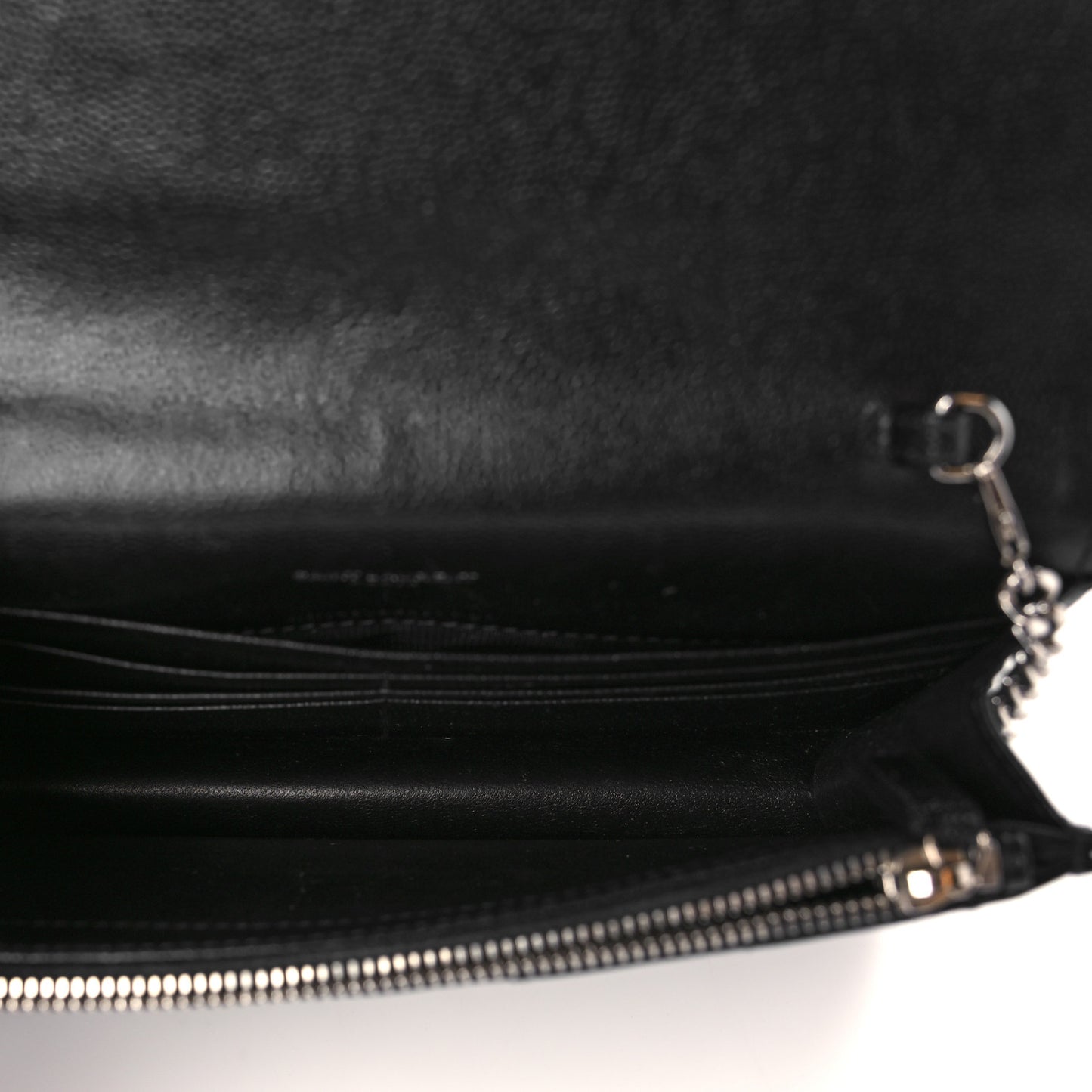 Grain De Poudre Matelasse Chevron Monogram Envelope Chain Wallet Black