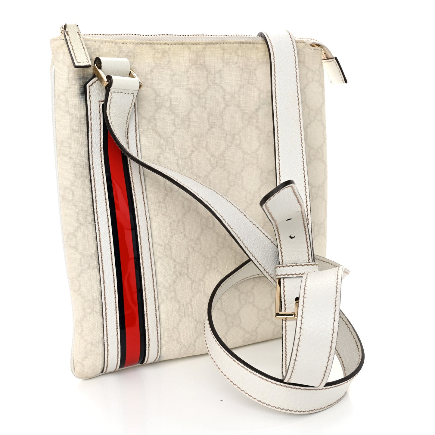 GG Plus Web Messenger Bag White