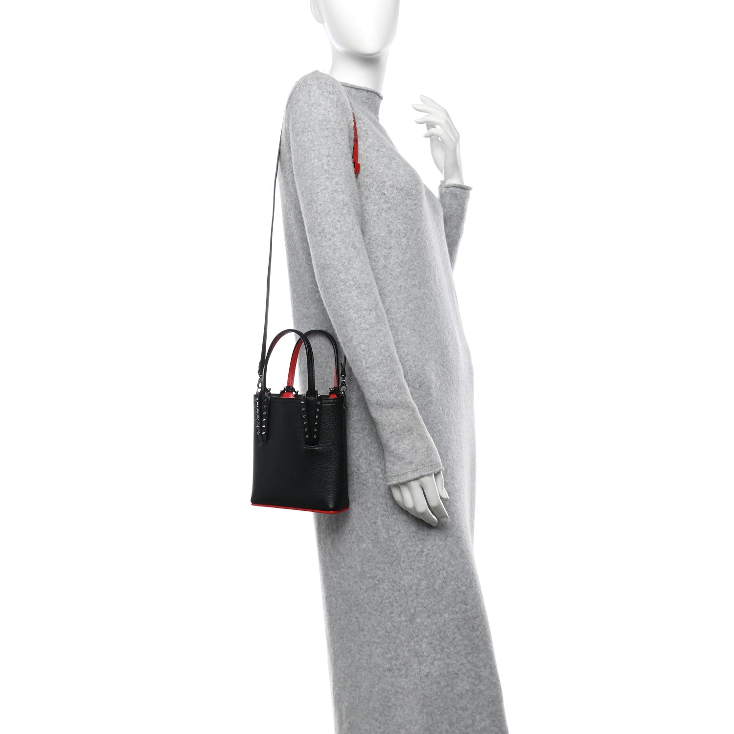 Christian Louboutin Calfskin Spikes Mini North South Cabata Tote  Black 2 of 13