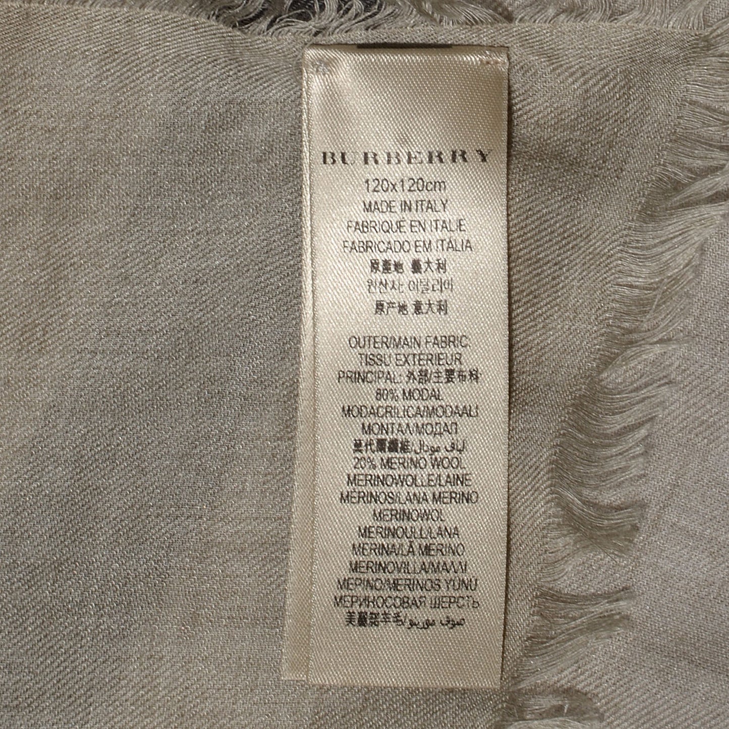 Modal Wool Chambray Overdyed Check Square Scarf Pale Stone