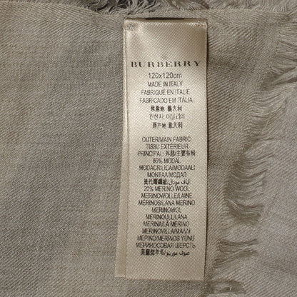 Burberry Modal Wool Chambray Overdyed Check Square Scarf Pale Stone 6 of 7