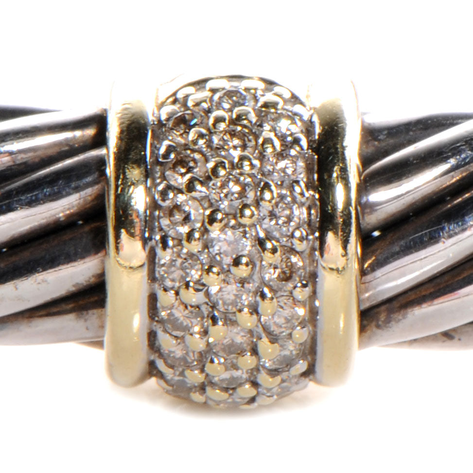 18K Gold Sterling Silver Diamond 7mm Cable Classics Bracelet
