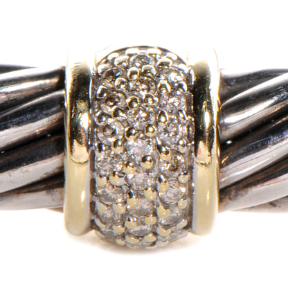 David Yurman 18K Gold Sterling Silver Diamond 7mm Cable Classics Bracelet 5 of 5